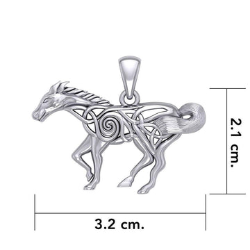 Celtic Running Horse Silver Pendant TPD5861 - Jewelry